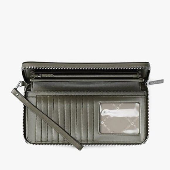 New Michael Kors Jet Set Large Travel Continental Wallet Leather Olive - Picture 2 of 4